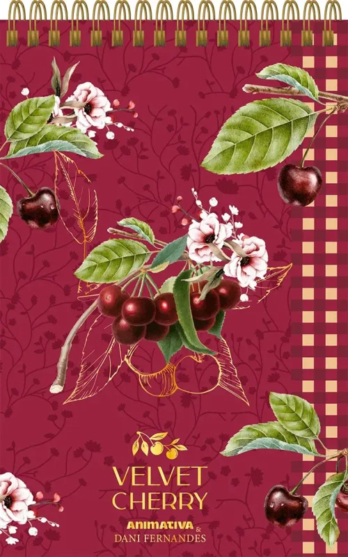CADERNO ANOT CD 144F 100X148 VELVET CHERRY