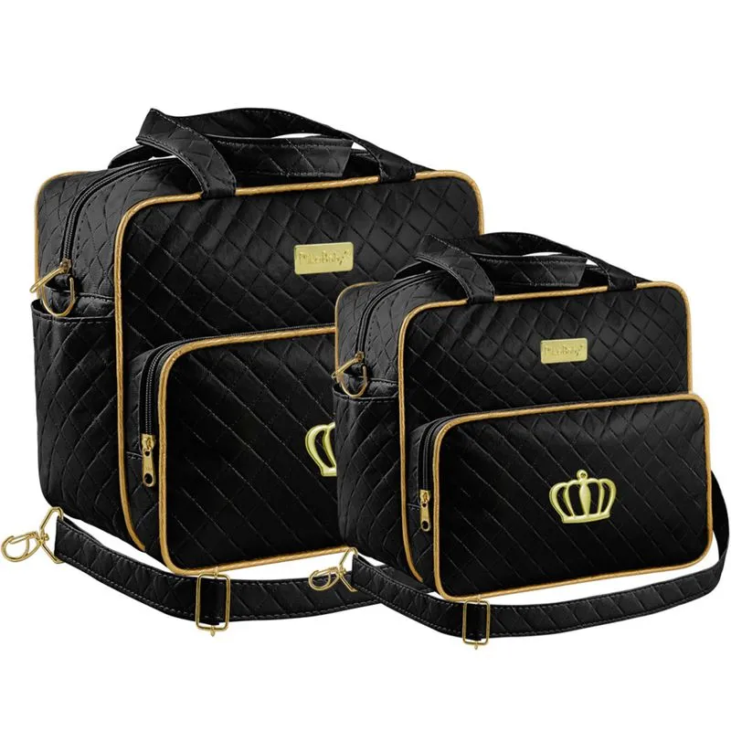 Kit Bolsa Maternidade para bebê Preta com dourado