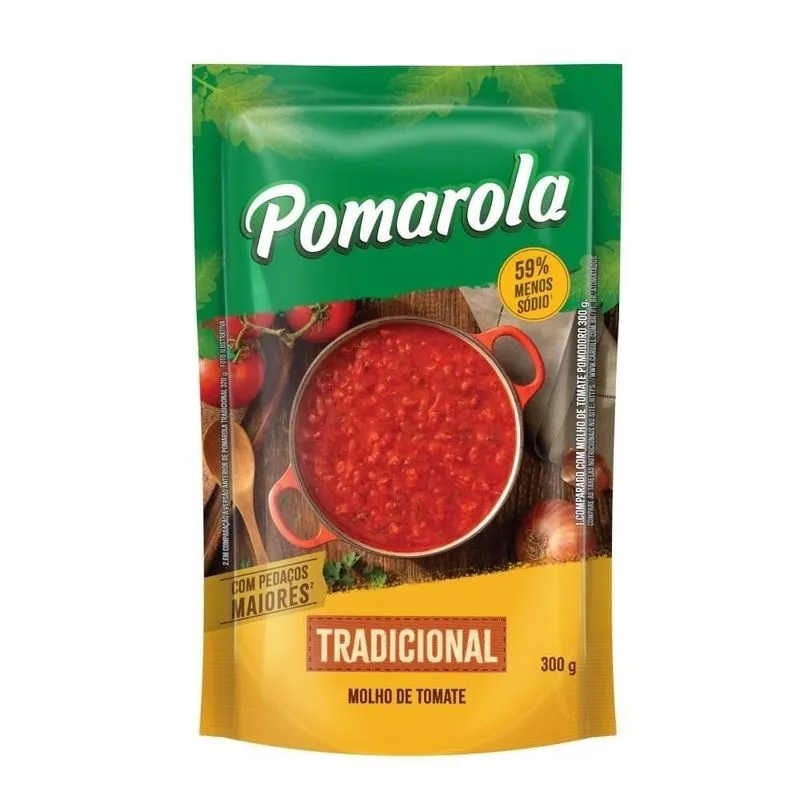 Molho De Tomate Pomarola Tradicional 300g Embalagem Com 24 Unidades