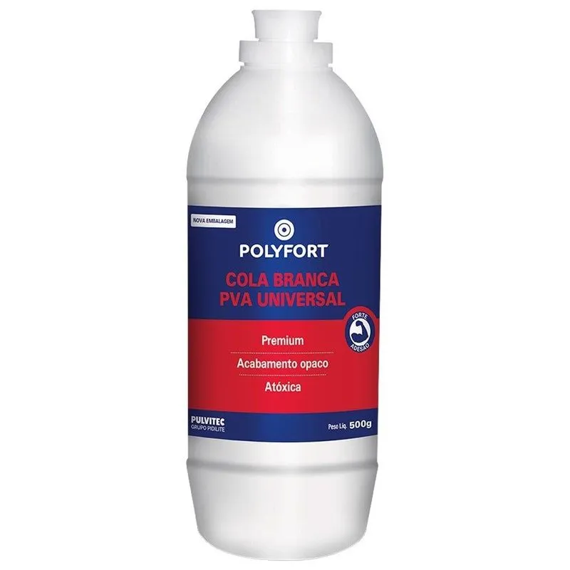 Cola Branca Pulvitec Polyfort Universal 500g - Embalagem Com 12 Unidades