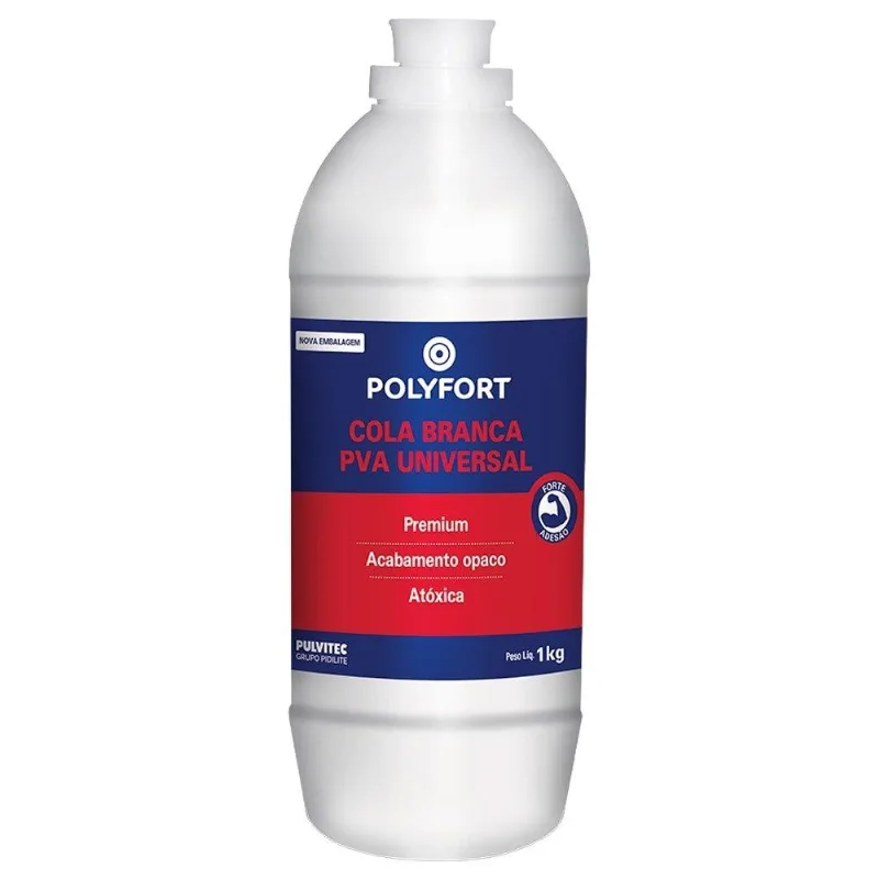 Cola Branca Pulvitec Polyfort Universal 1kg - Embalagem Com 12 Unidades