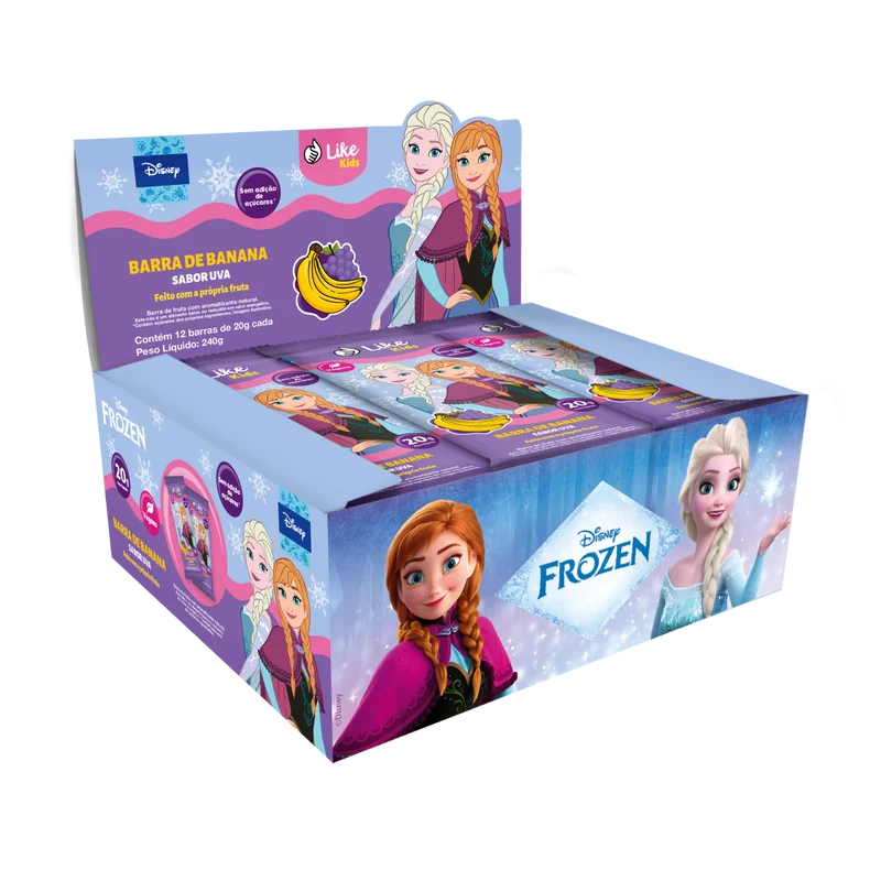 Barrinha de Banana Sem Açúcar Sabor Uva 20g - Like Kids Caixa 12 un