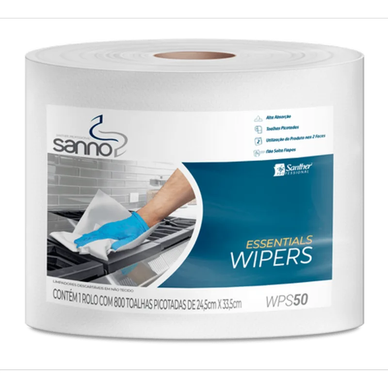 Pano Multiuso Wiper Rolo Branco Sanno Essentials - Santher