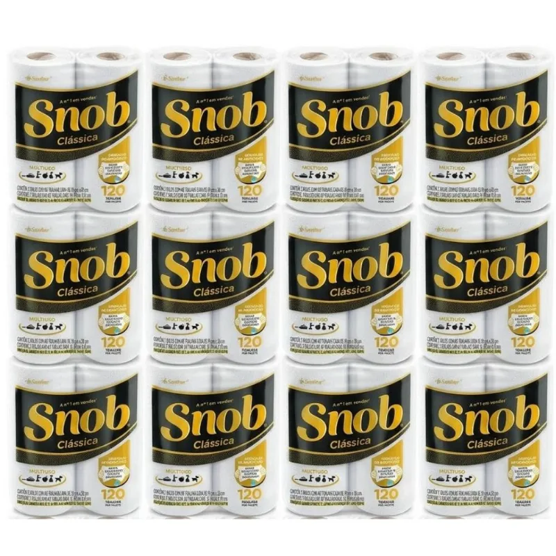Papel Toalha Snob Folha Dupla Pacote Com 2 Rolos Fardo Com 12 Pacotes