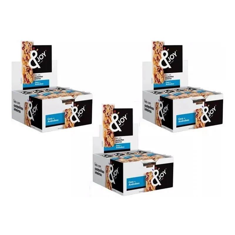 Kit C 3 Display De Barra Nuts Agtal &amp;joy Coco E Amêndoa 30g
