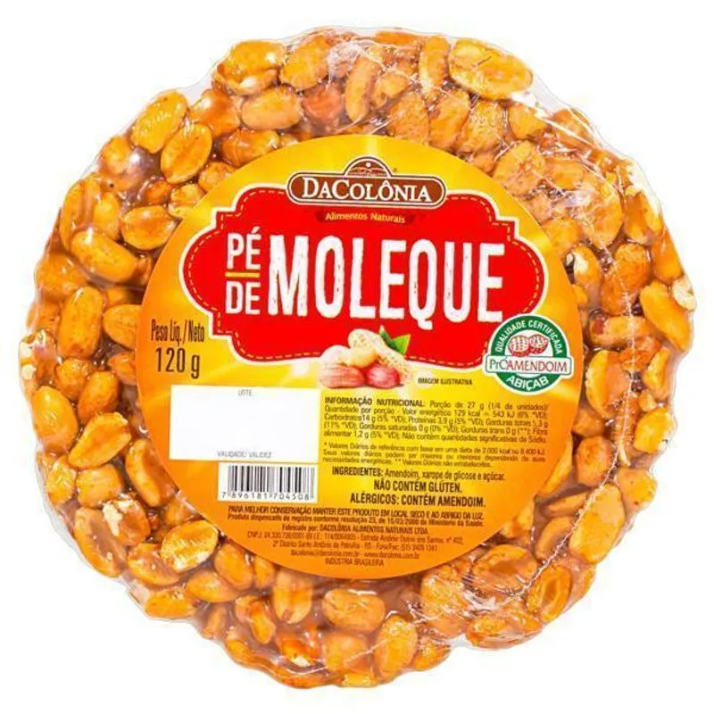 Kit 10 Pé De Moleque Dacolônia 120g Cada