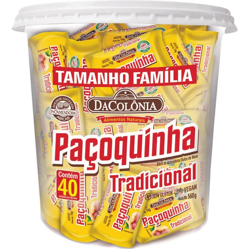 Kit 10 Potes Paçoca Rolha Tradicional 560g Cada Dacolonia