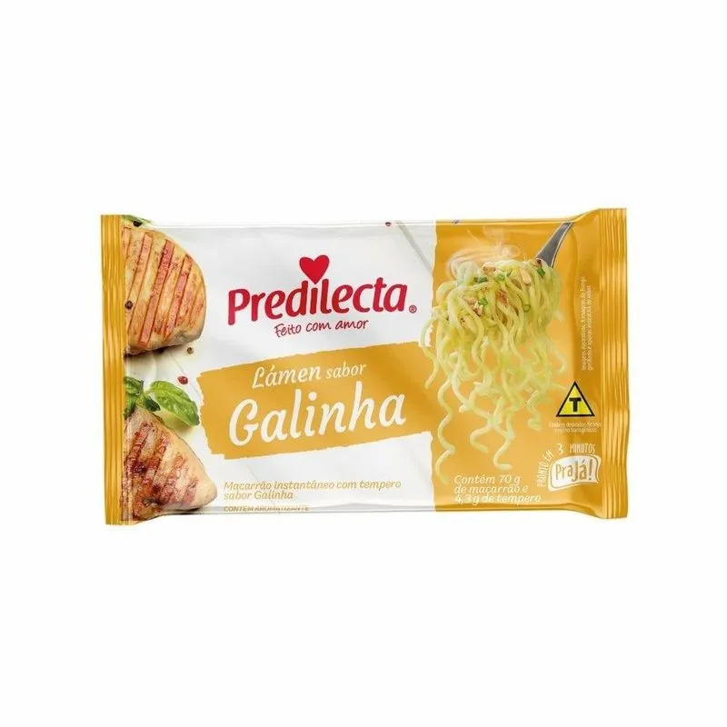 Macarrão Instantâneo Predilecta Sabor Galinha 74,3g - Embalagem Com 50 Unidades