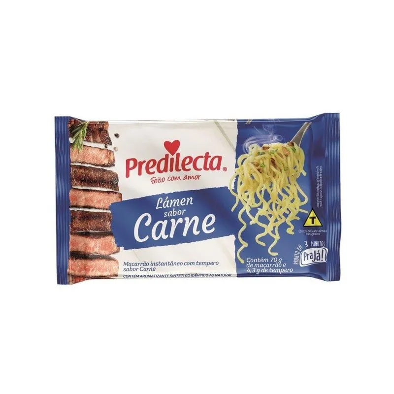 Macarrão Instantâneo Predilecta Sabor Carne 74,3g - Embalagem Com 50 Unidades