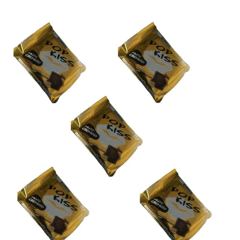 05 Barras Chocolate Pop Kiss Ao Leite Com Amendoim 60g
