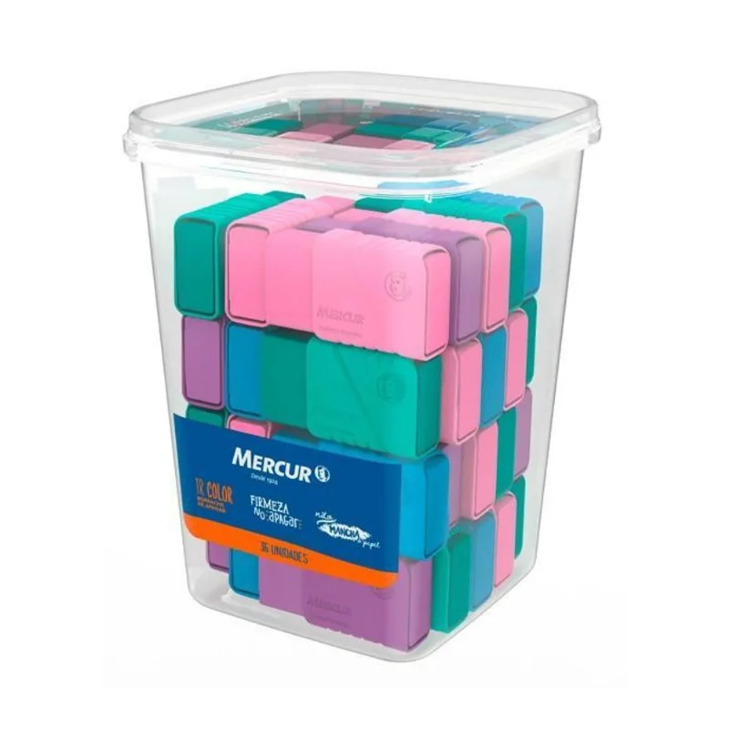 Borracha Escolar Tr Color Mercur - Pote 36 Un