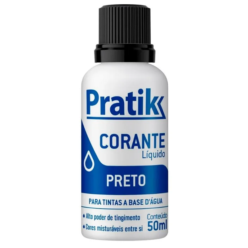 Corante Pratik L??quido Preto 50ml - Embalagem com 12 Unidades