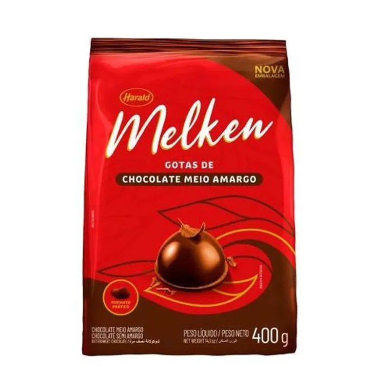 Chocolate Gotas Meio Amargo Melken 400g - Harald