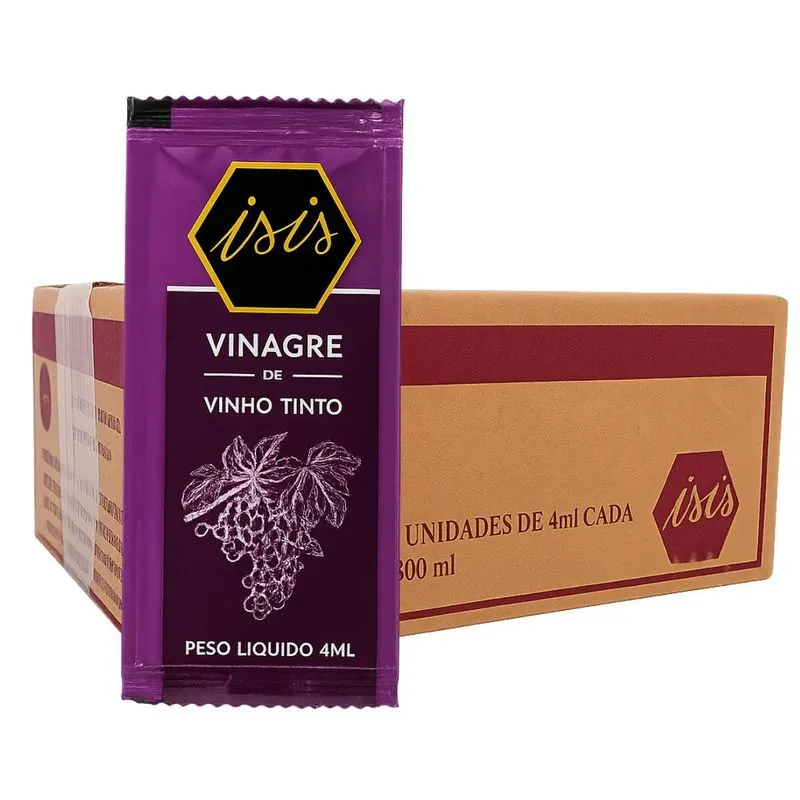 Vinagre De Vinho Tinto Isis Sachê 4ml Com 200un.