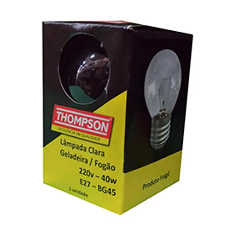 Lampada Incandescente para Geladeira e Microondas Thompson E-27 220V 40W - Embalagem com 10 Unidades