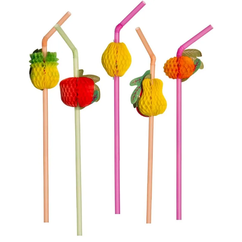 500 Canudo Decorativo Frutas Colorido