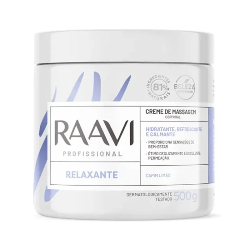 Creme de Massagem Raavi Corporal Relaxante 500g CX 6