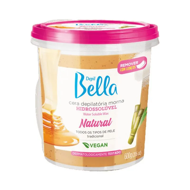 Cera Depilatória Depil Bella Morna Hidrossolúvel Natural 600g CX 6