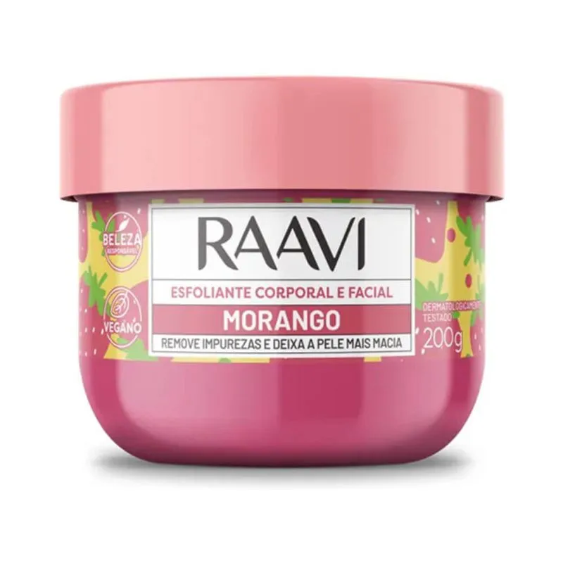 Esfoliante Corporal e Facial Raavi Morango 200g CX 6