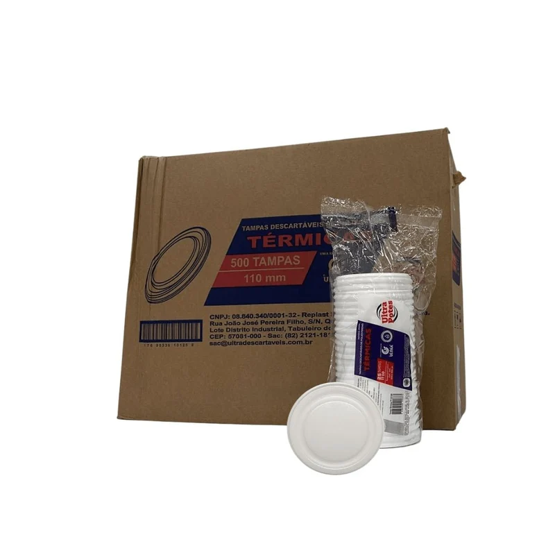 Tampa Descartável para Pote de Isopor 500ml Ultratherm – Pacote com 250 Unidades