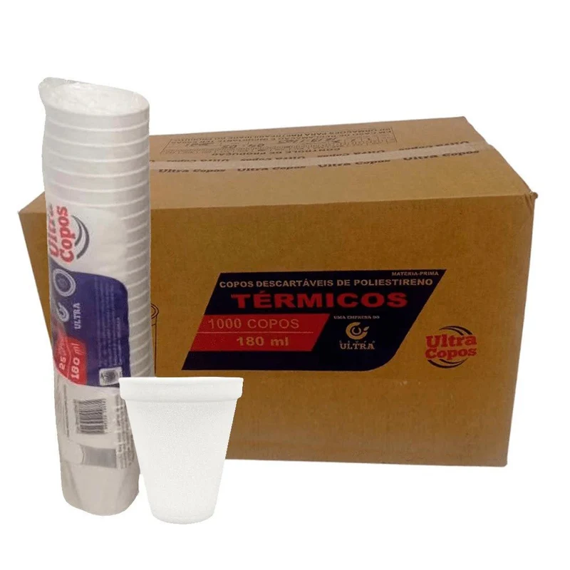 Copo Descartável de Isopor Térmico 180ml Linha Replast Ultra – Caixa com 1.000 Unidades