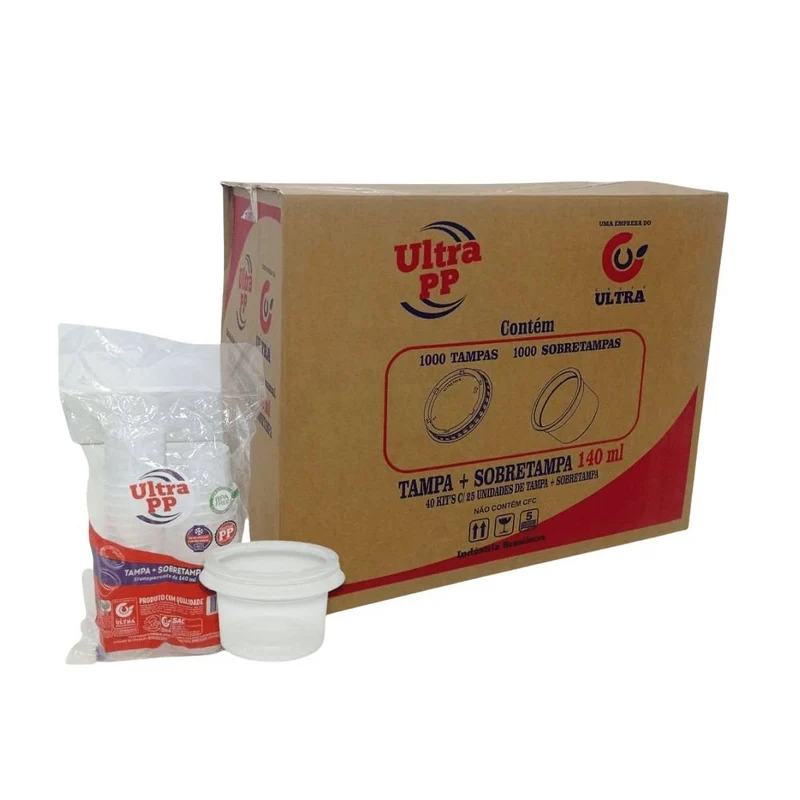 Pote 140ml com Tampa PP Transparente Ultratherm Replast – 1.000 Unidades