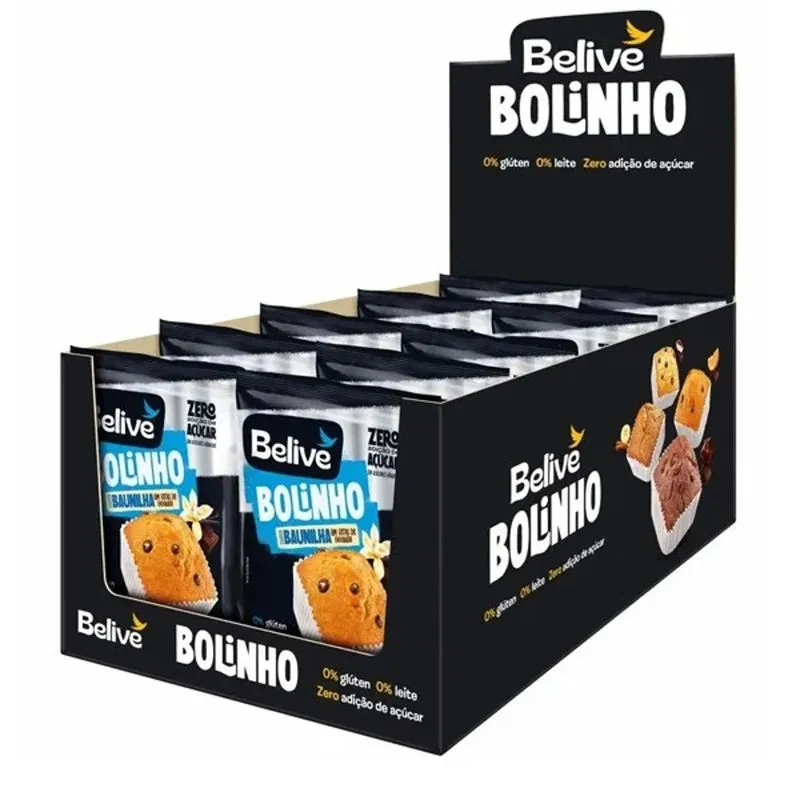 10 X Bolinho Belive Baunilha Zero Acucar, Leite E Gluten 40g