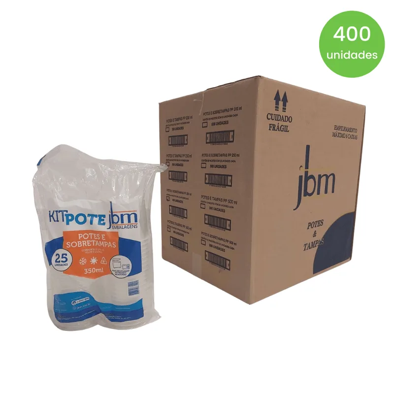 Pote 350ml C/ Tampa Jbm Pp C/ 400 Unidades Jbm