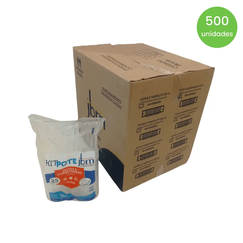 Pote 200ml C/ Tampa Jbm Pp C/ 500 Unidades Jbm