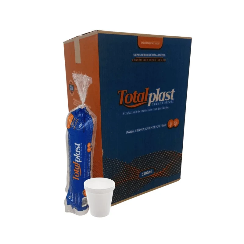 Copo de Isopor Descartável 180ml Caixa com 1.000 Unidades Totalplast