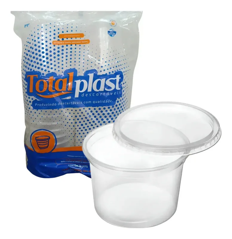 KIT POTE E TAMPA 1500ML REDONDO PP 8X24