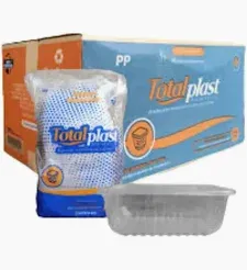 KIT POTE E TAMPA 1000ML RETANGULAR PP 6X24