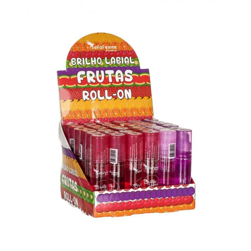 Brilho Labial Frutas Roll-on - Bella Femme - Cx 36 Unidades
