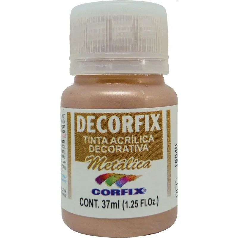 Tinta Acrilica Metalica Decorfix Ouro Rose 37ML