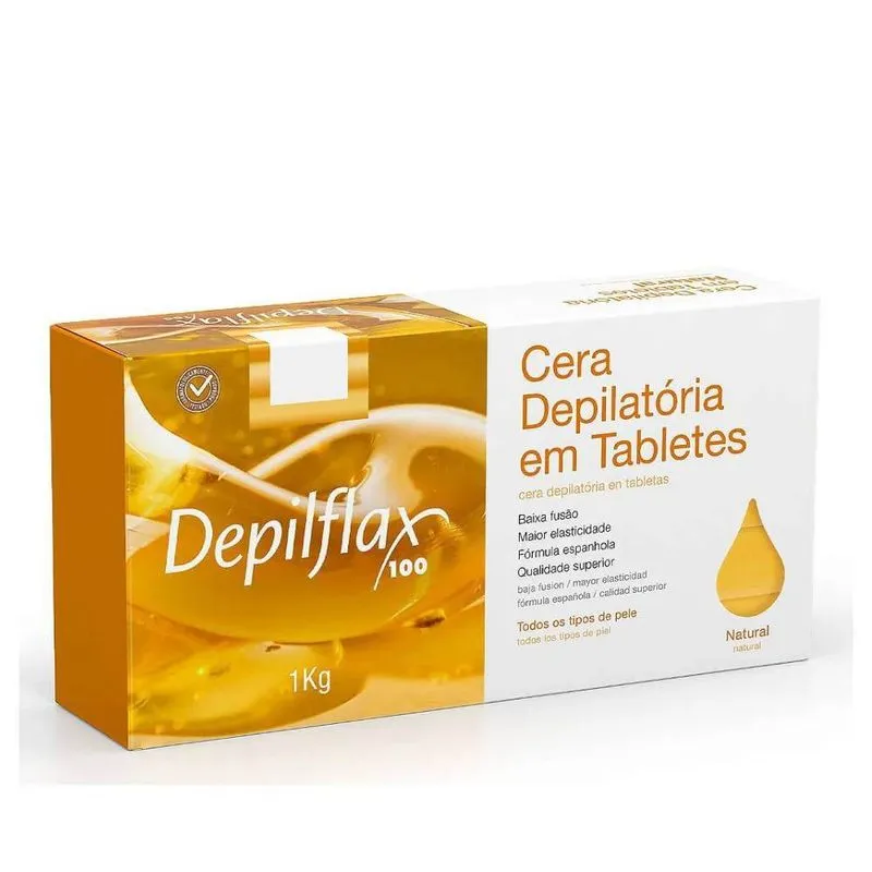 Cera Depilatoria Depilflax 1kg Tablete Natural CX 6