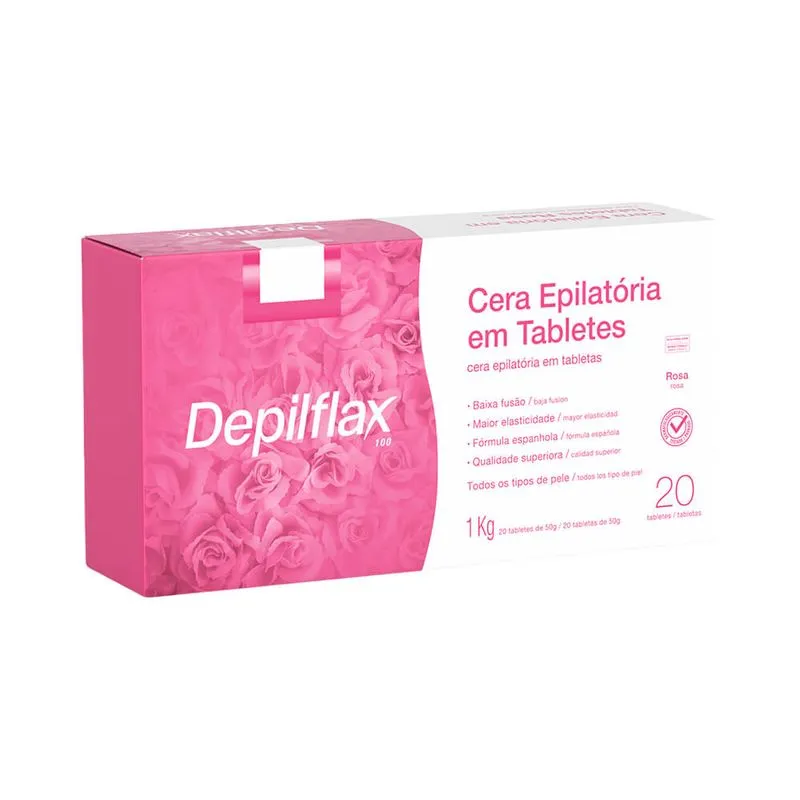 Cera Depilatoria Depilflax 1kg Tablete Rosa CX 6