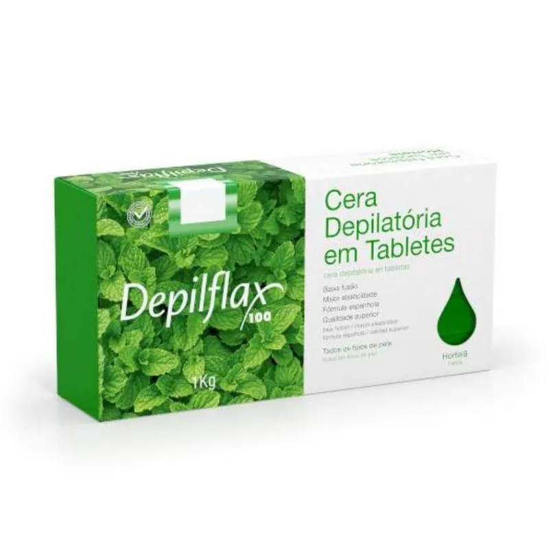 Cera Depilatoria Depilflax 1kg Tablete Hortela CX 6