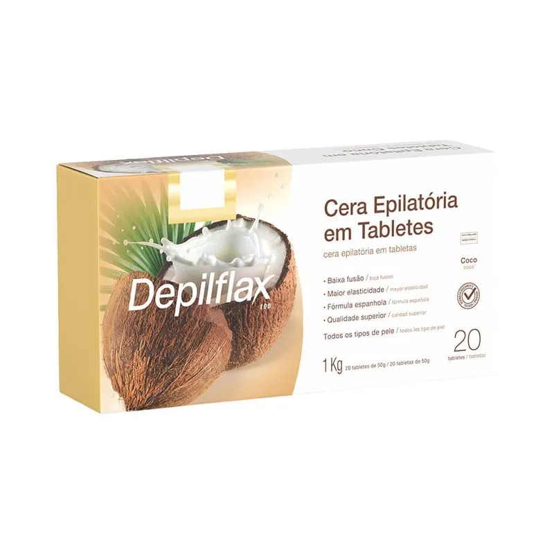 Cera Depilatoria Depilflax 1kg Tablete Coco CX 6