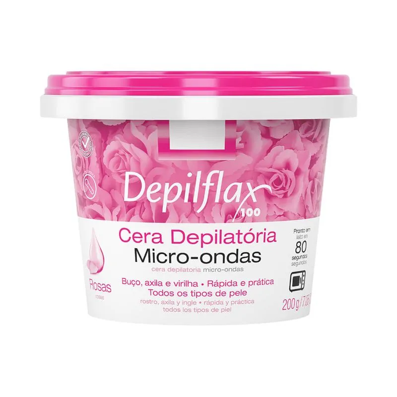 Cera Depilatoria Depilflax 200g Microondas Rosa CX 12
