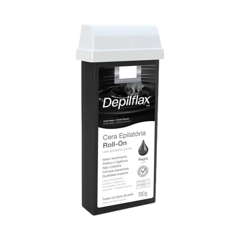 Cera Depilatoria Depilflax 100g Rollon Negra CX 24