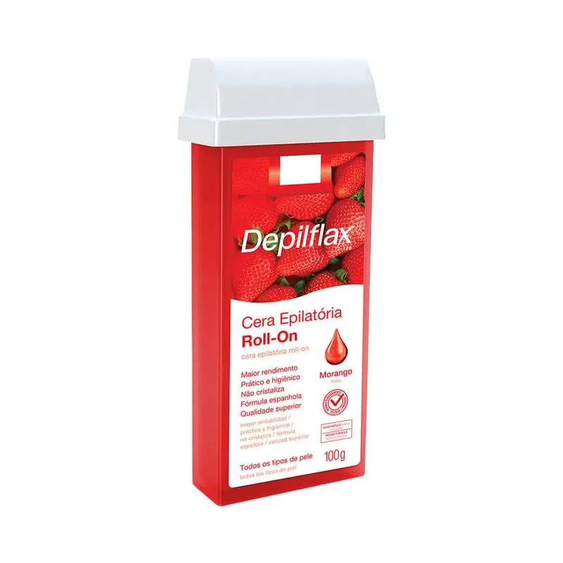 Cera Depilatoria Depilflax 100g Rollon Morango CX 24