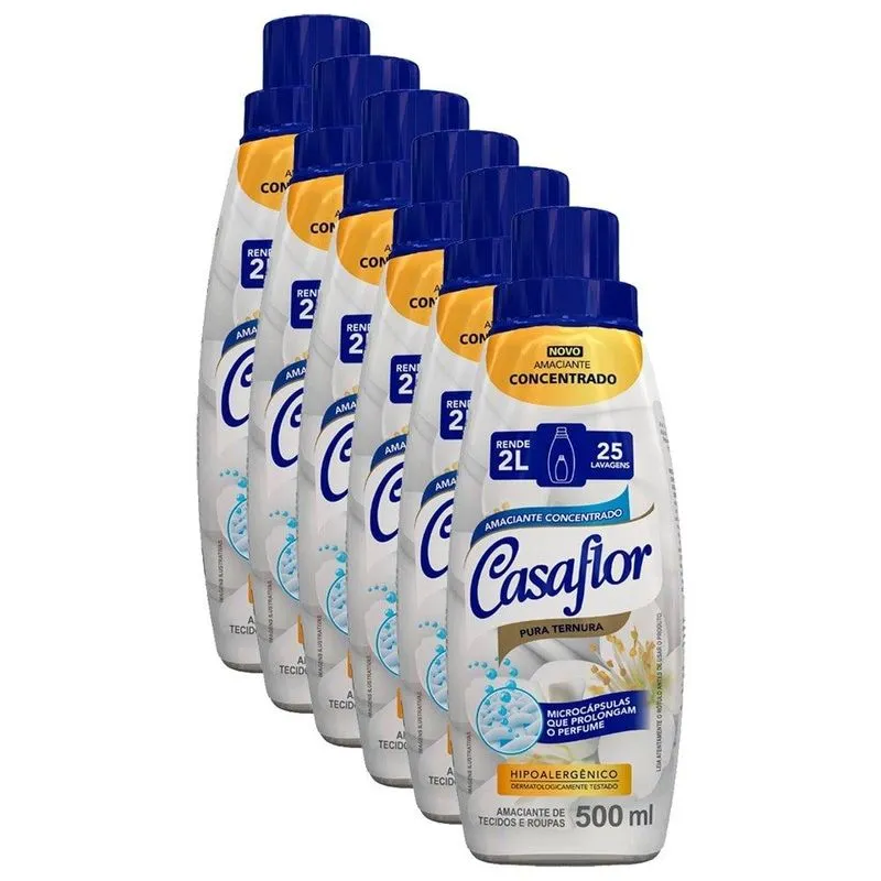 Amaciante Casaflor Concentrado Pura Ternura 500ml Embalagem Com 6 Unidades