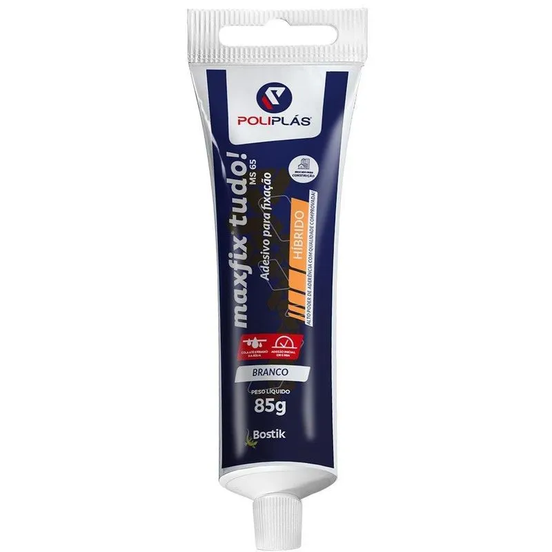 Adesivo Poliplás Maxfix Fixa Tudo Branco 85g - Embalagem Com 24 Unidades