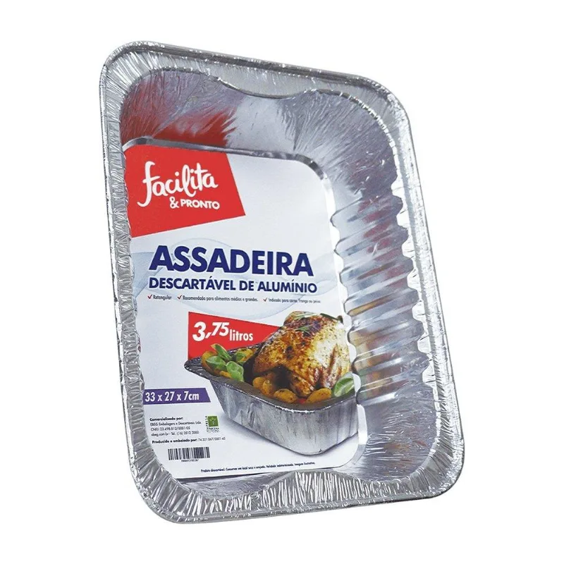 Assadeira De Alumínio Facilita &amp; Pronto Retangular 3,75l - Embalagem Com 12 Unidades
