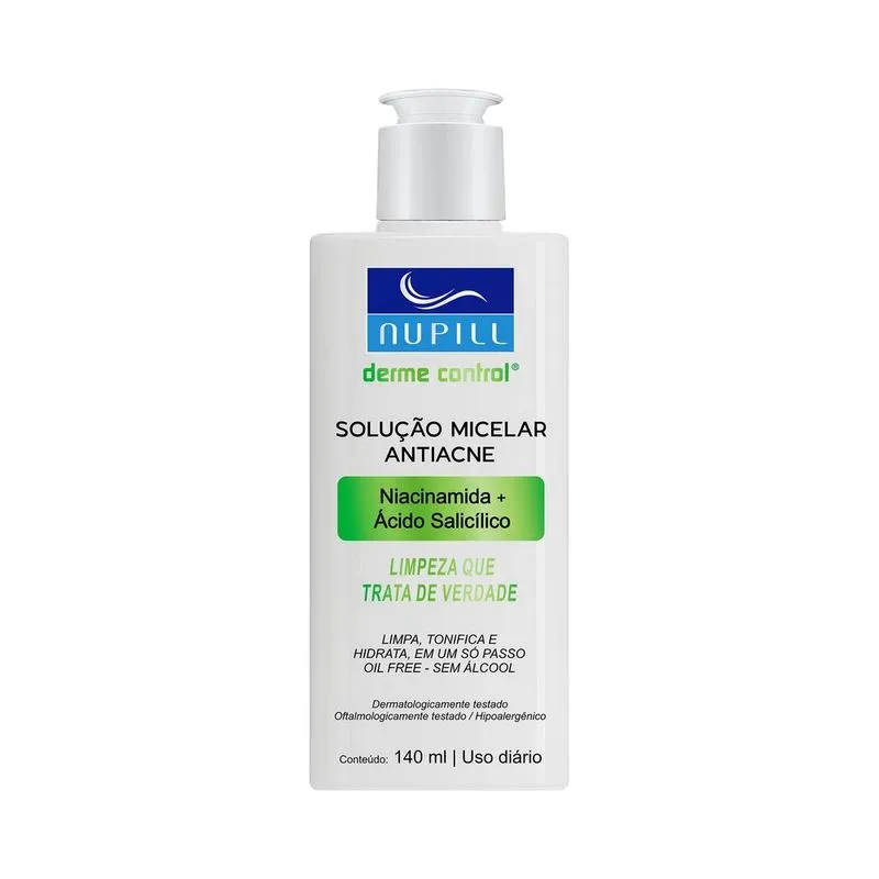 Solução Micelar Facial Nupill Derme Control Antiacne 140ml CX 12