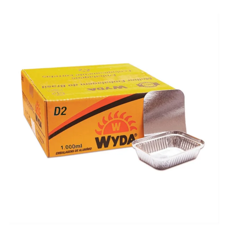 Embalagem Alumínio Retangular 1000mL D2 Fechamento Manual com Tampa 100 unidades - Wyda