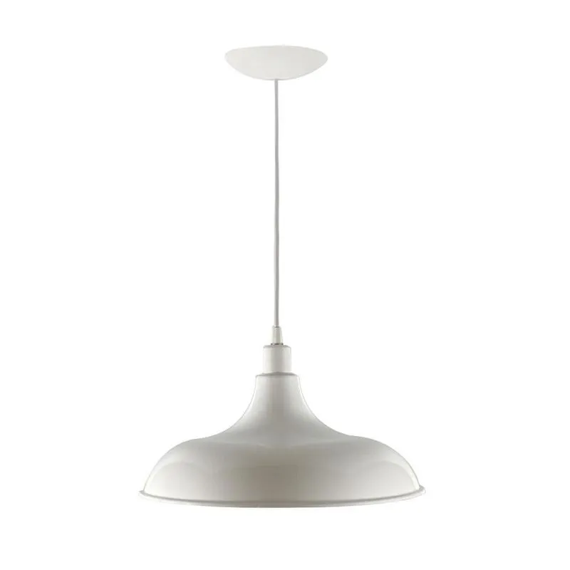 Kit Utron 5 Luminárias Pendente Prato Bedd Retrô 32cm Branco