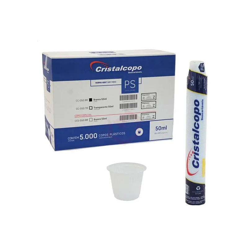 Copo 50ml Branco Abnt2012 Cristalcopo C/5.000 Unidades Cristalcopo