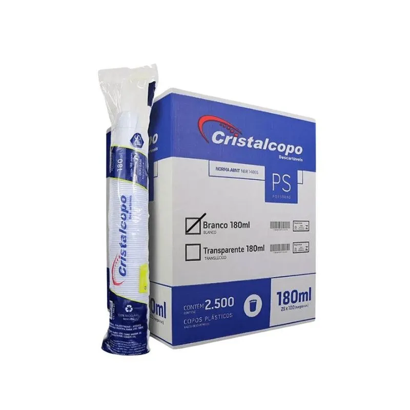 Copo 180ml Cristalcopo Br Ps 25x100
