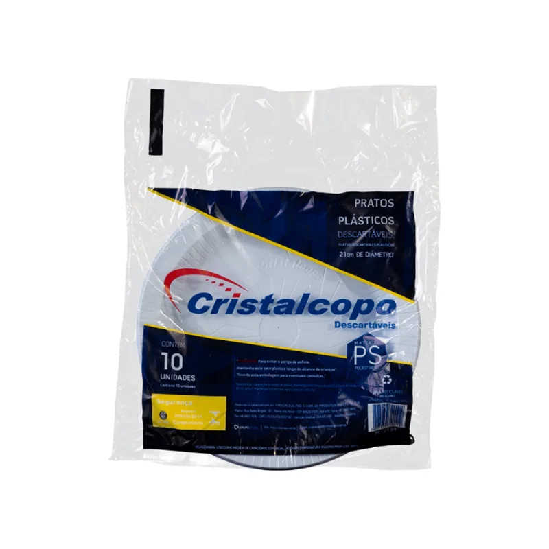 Prato Raso 21cm Branco Para Refeição Cristalcopo Com 500 Unidades